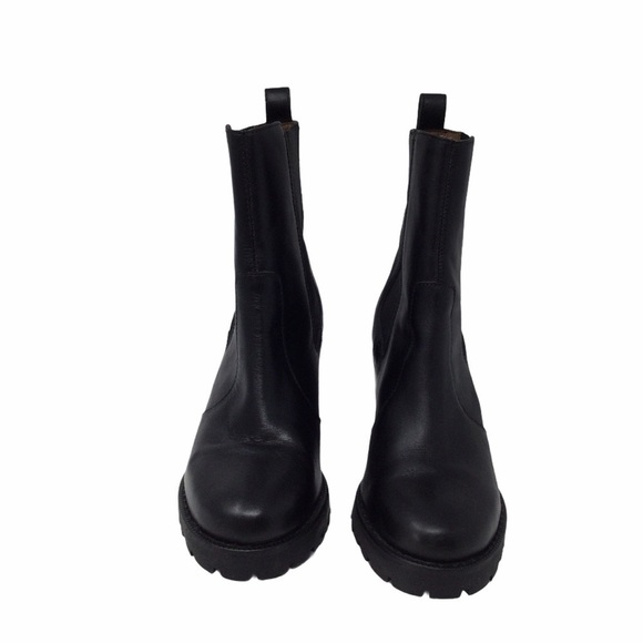 H&M black leather chunky heel ankle Boots - Picture 1 of 13